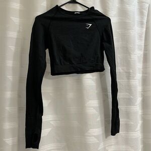 GymShark Vital 2.0 Black Long Sleeve Crop Top
